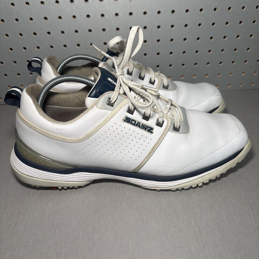 SQAIRZ Arrow Golf Shoes Mens Size 11.5 Spikes White Blue Leather Athletic